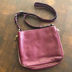 Fossil deep red crossbody with zipper accent